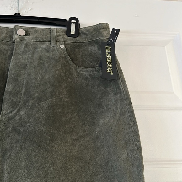 BLANK NYC 100% Genuine Leather/Suede MIDI Skirt w Front Slit Sage Green (24) NWT - Picture 2 of 12